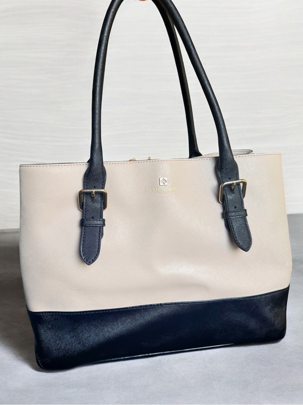 kate spade Beige and Black Two-Tone Tote